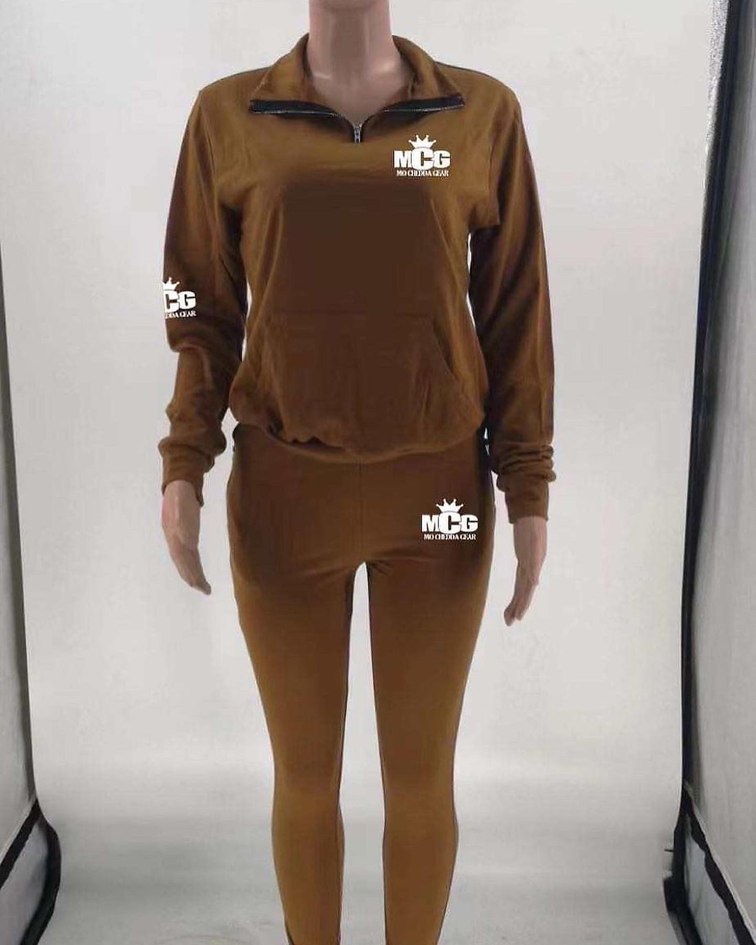 Ladies 2piece Leggings with zipper pants pockets
